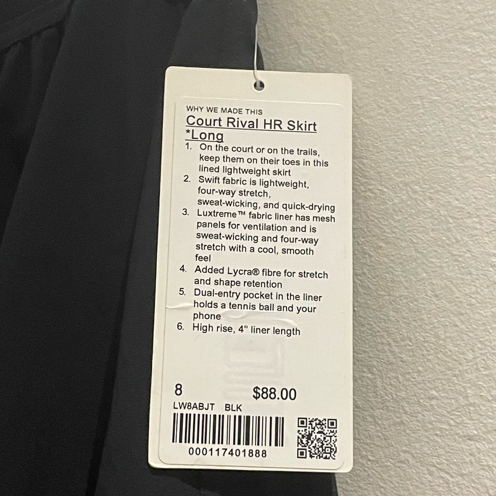 SOLD NWT Lululemon Court Revival HR Skirt - Picture 7 of 7